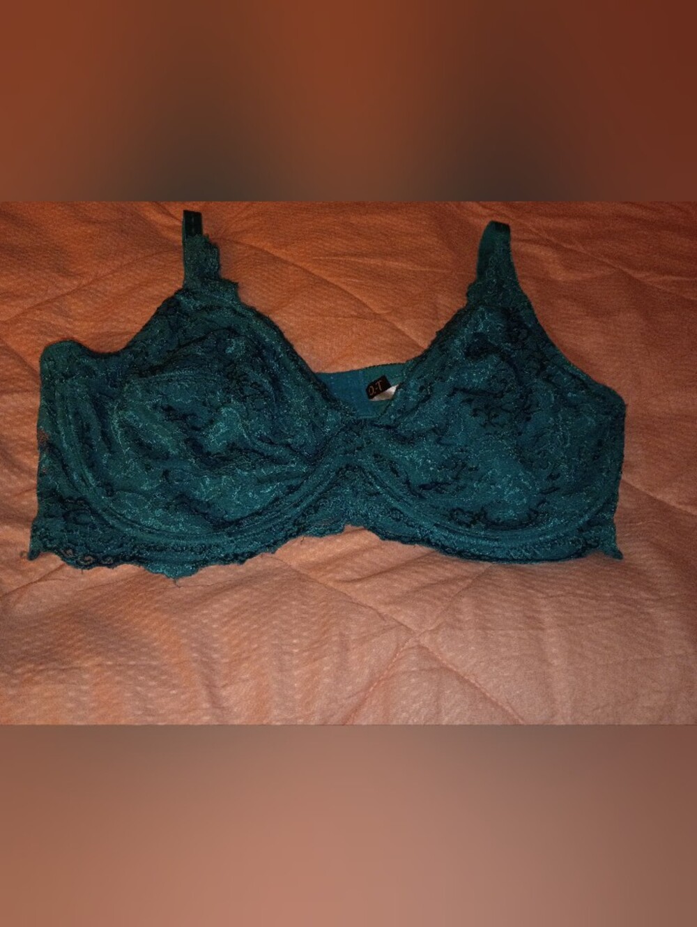Q-T Intimates Teal Lace Underwire Bra - Picture 3 of 7